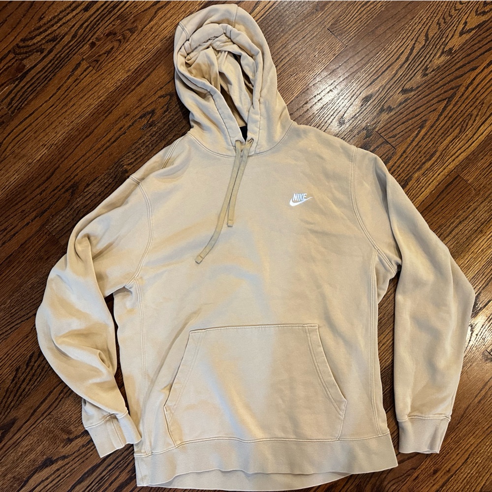 Nike Hoodie Mens Large Mustard Yellow Logo Pullover Sportswear Sweatshirt Hooded